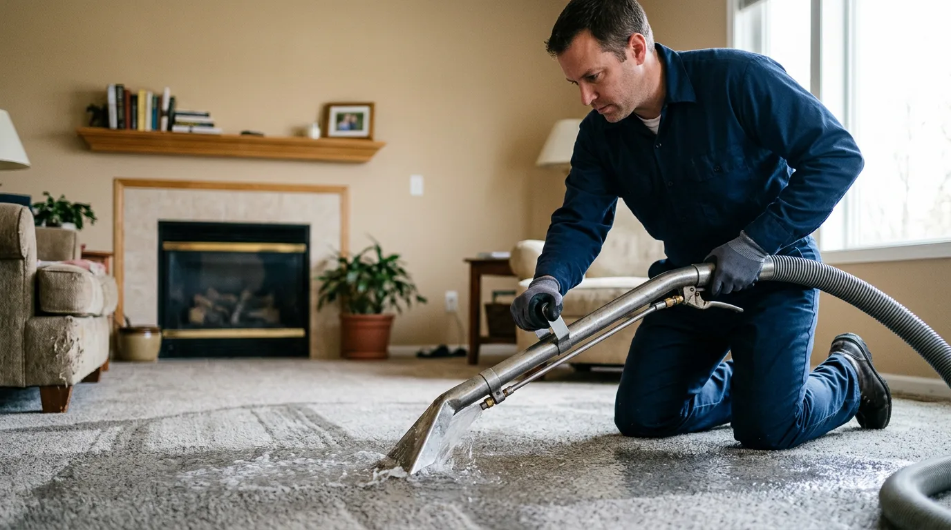 Water damage restoration technician working near Jeff, KY